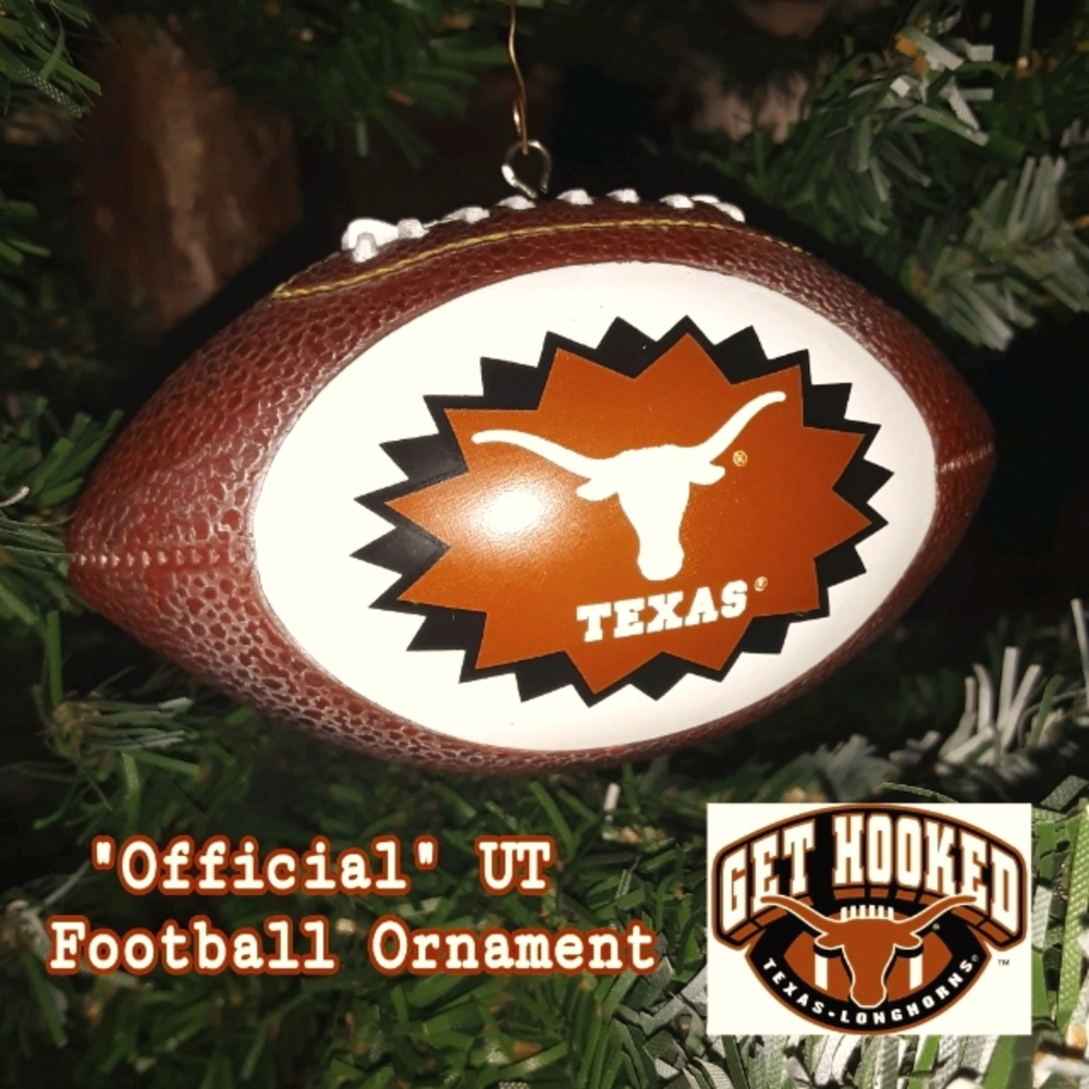 Football Ornament with Official University of Texas Longhorns Trademark Logo